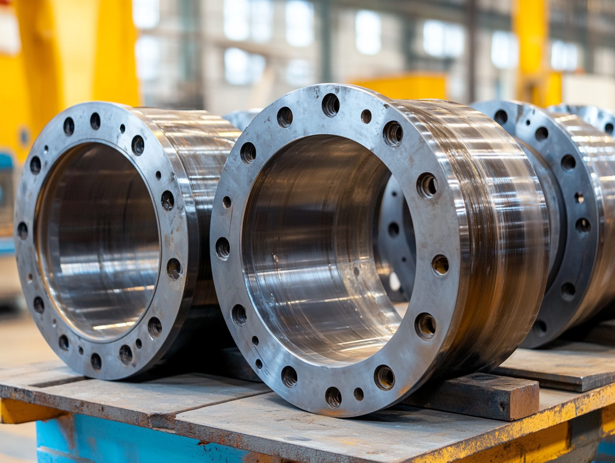 Weld neck flanges in a chemical processing plant