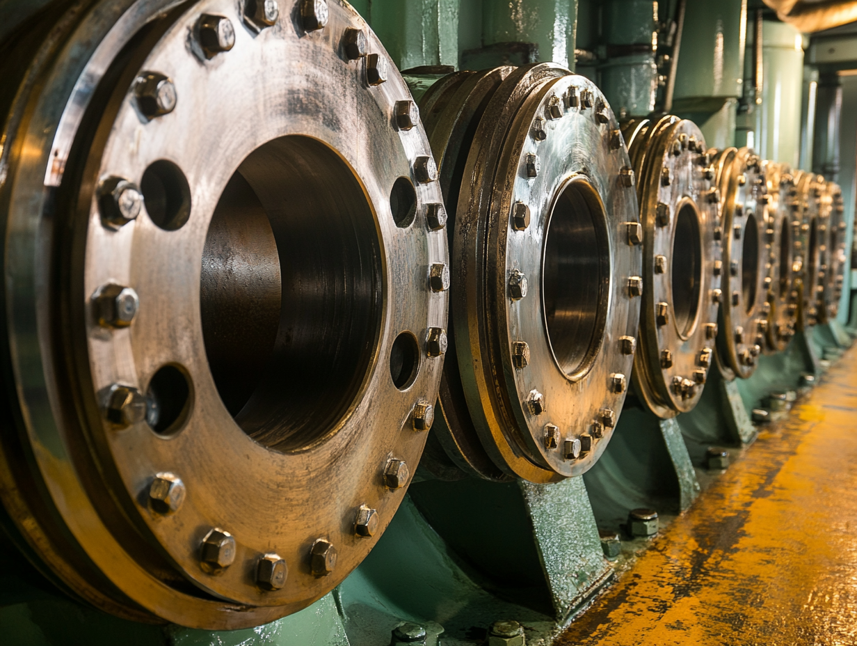 Lap joint flanges in ship engine room